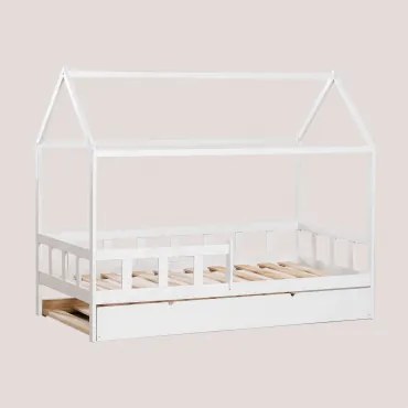 Houten Bed Voor Kelly Kids-matras Van 90 Cm Wit Hout & Bed Met Onderschuifbed & 90 X 190 Cm - Sklum