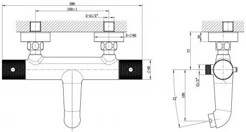 Mueller Clyde thermostatische badmengkraan mat zwart