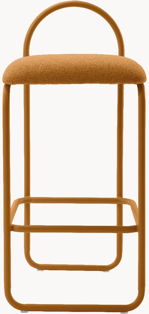 Bouclé barstoel Angui met gestoffeerde zitvlak