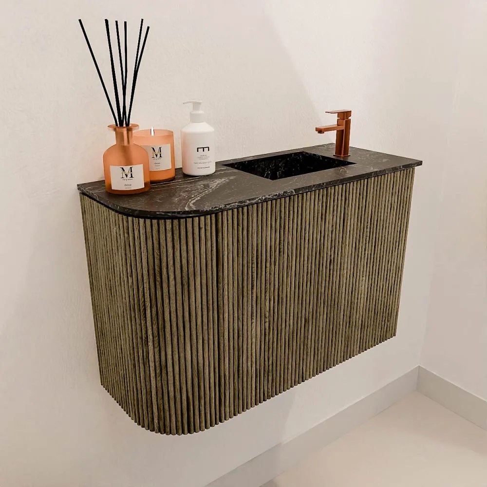 Mondiaz Joya DLux 60cm toiletmeubel ronding links dusk met wastafel faye rechts 1 kraangat lava