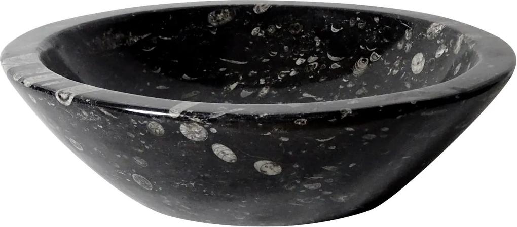 Zwart marmeren waskom | Eeuwenoud Orthoceras Fossiel | 40 x 40 x 11,5 cm