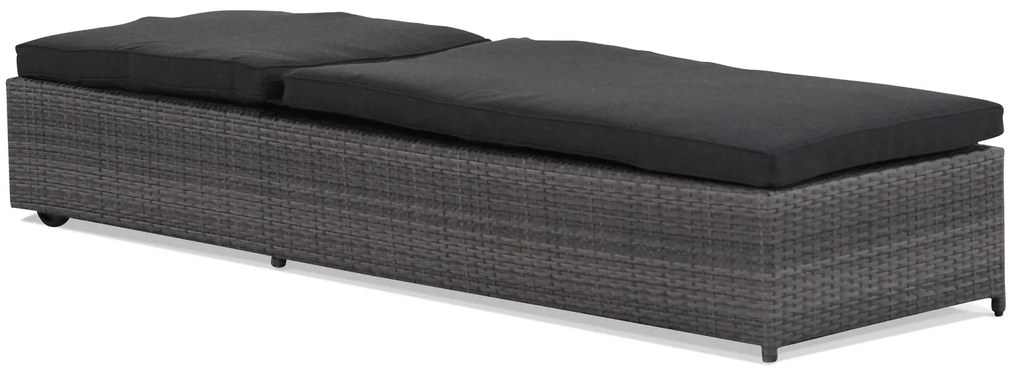 Garden Collections Charlotte Ligbed Flat Antraciet Met Wielen Wicker Grijs