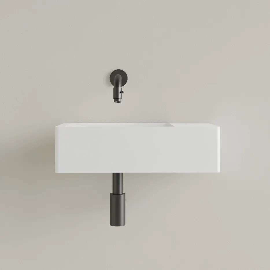 Sanigoods Luko fontein 40x22cm rechts zonder kraangat mat wit