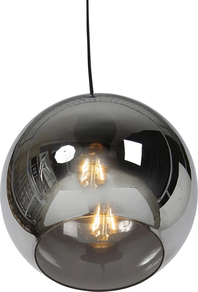 Smart hanglamp zwart met smoke glas incl. Wifi A60 - Wallace