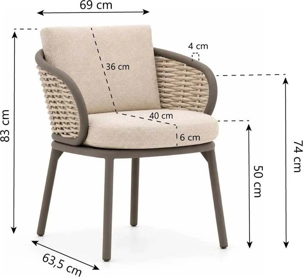 Tuinset Ronde Tuintafel 6 personen 158 cm Aluminium Taupe Apple Bee Pine