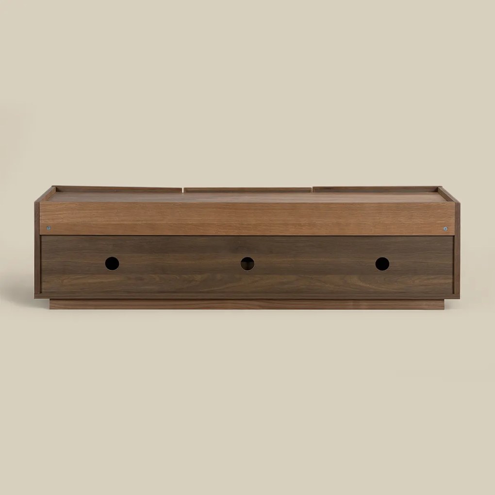 Tv-meubel Walnoot Met Stoffen Deuren 150 Cm - 150x40x40cm.