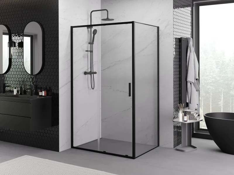 Mexen Exo-S schuifdouchecabine 120 x 90 cm, transparant, zwart - 8151-120-090-70-00