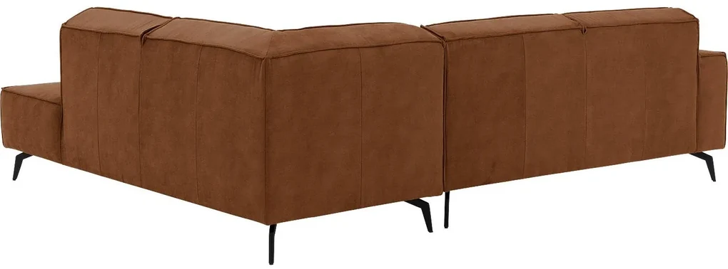 Goossens Hoekbank Hercules bruin, microvezel, 2,5-zits, modern design met ligelement rechts