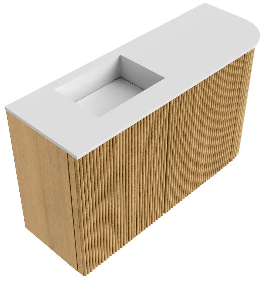 Mondiaz Joya 70cm toiletmeubel ronding rechts oak met wastafel faye links 1 kraangat talc