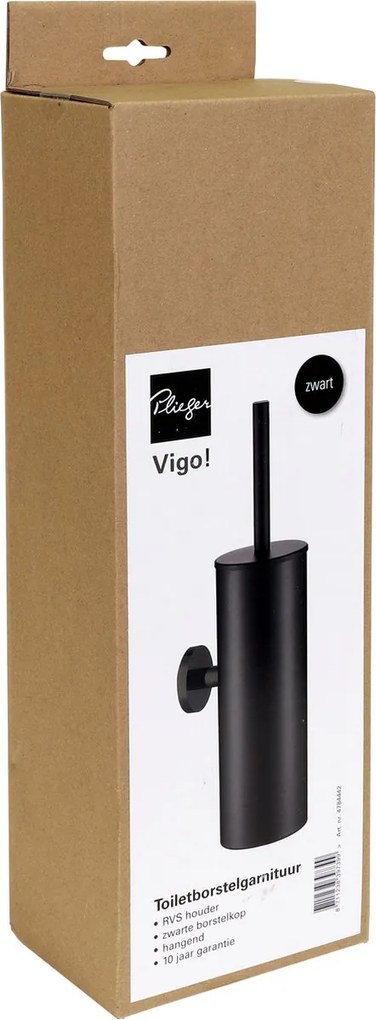 Plieger Vigo toiletborstel met deksel mat zwart