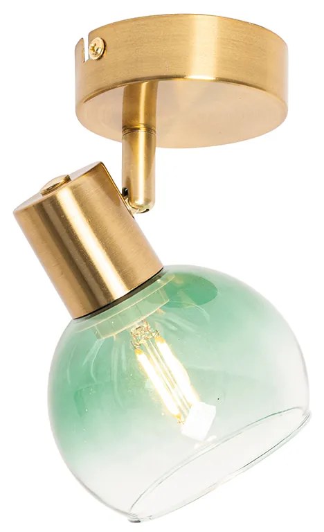 Art Deco spot goud met groen glas - Vidro