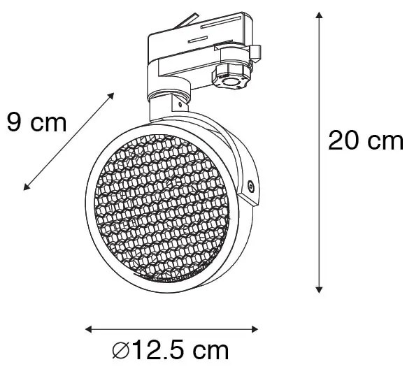 RailSpot / Opbouwspot / Plafondspot zwart voor 3-fase rail GU10 111mm - 3-Phase Master Honey Modern GU10 rond Binnenverlichting Lamp