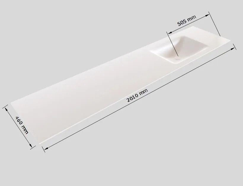 Zaro Sevilla Solid Surface badmeubel 200cm mat wit 1 kraangat spoelbak rechts met 4 lades