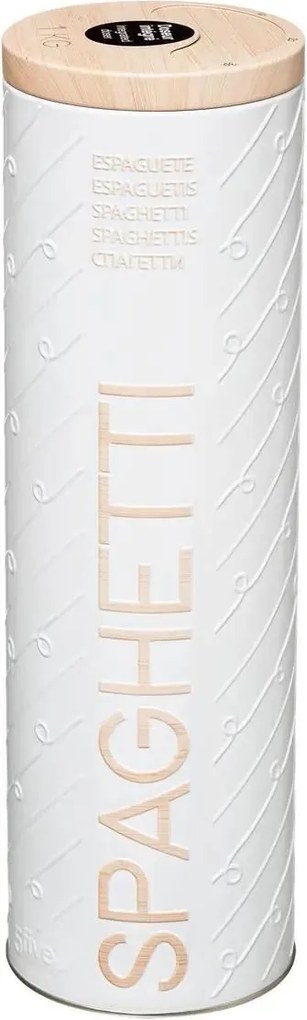 5Five Spaghettidoos - Wit Metaal - Luxe Voorraadpot - Relief Design