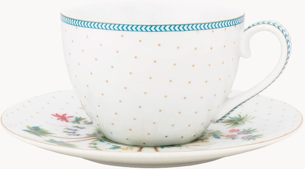 Porseleinen theekopjes & schoteltjes Jolie Dots, 2-delig