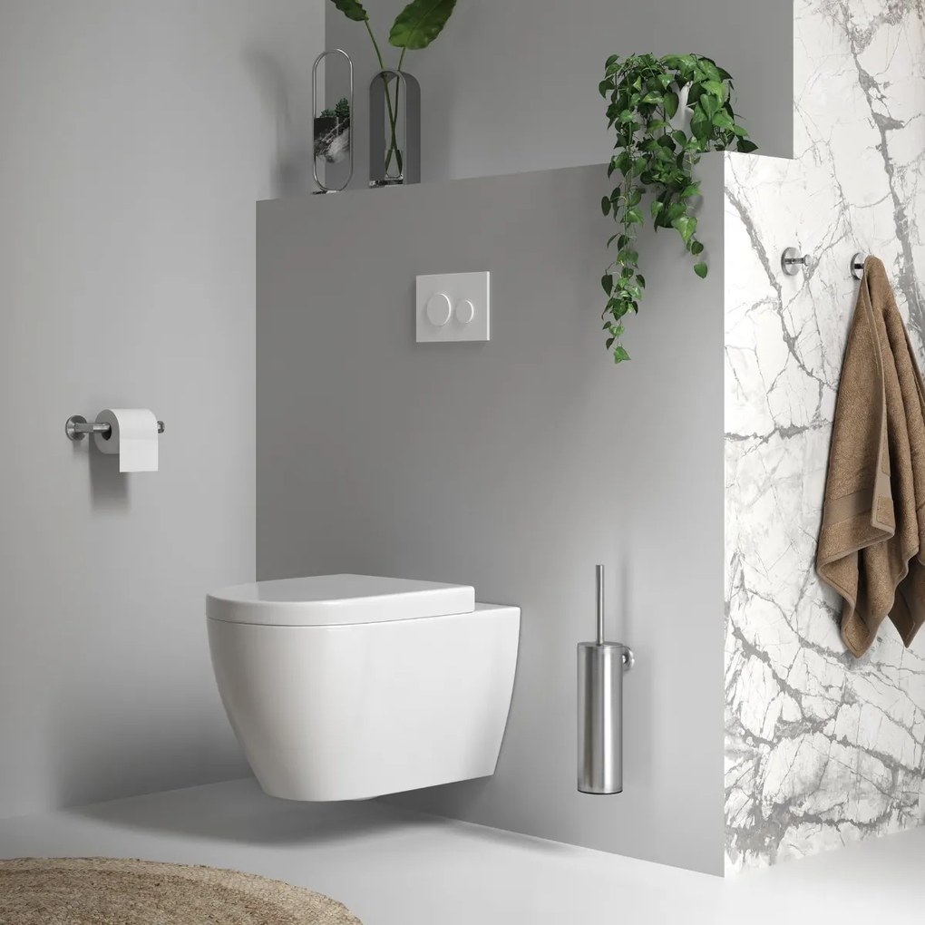 Brauer Brushed Edition set met handdoekhaak, toiletrolhouder en toiletborstelset RVS geborsteld PVD