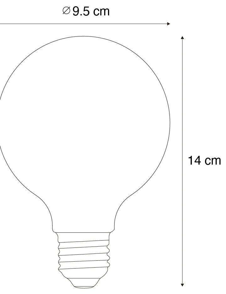 Set van 5 E27 dimbare LED lampen G95 bruin 4W 120 lm 1800K