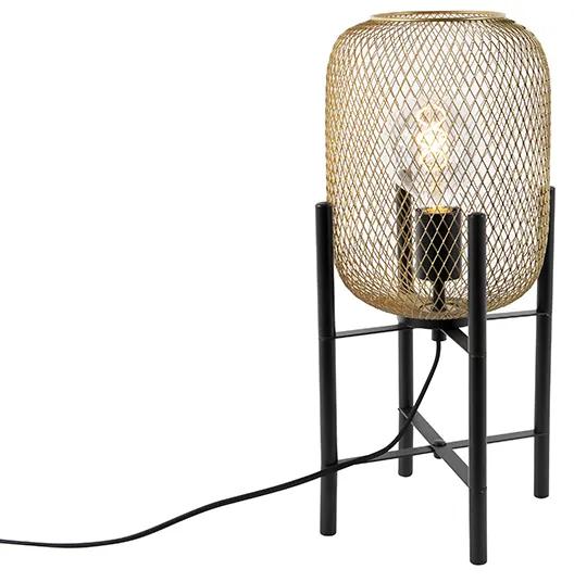 Moderne zwart met gouden tafellamp - Bliss Mesh Modern E27 Draadlamp rond Binnenverlichting Lamp