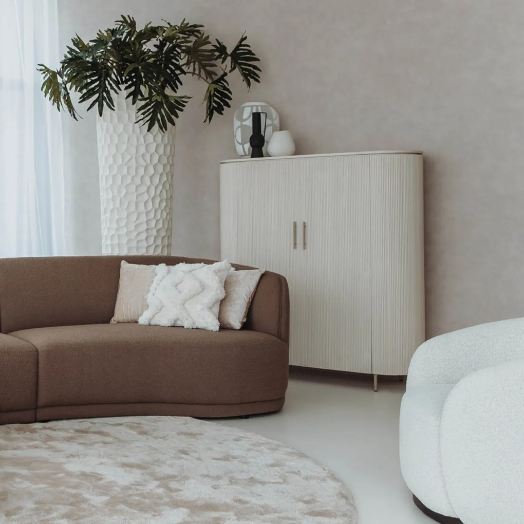 Beige Wandkast Met Ribbels 135x145 - 135x45x145cm.