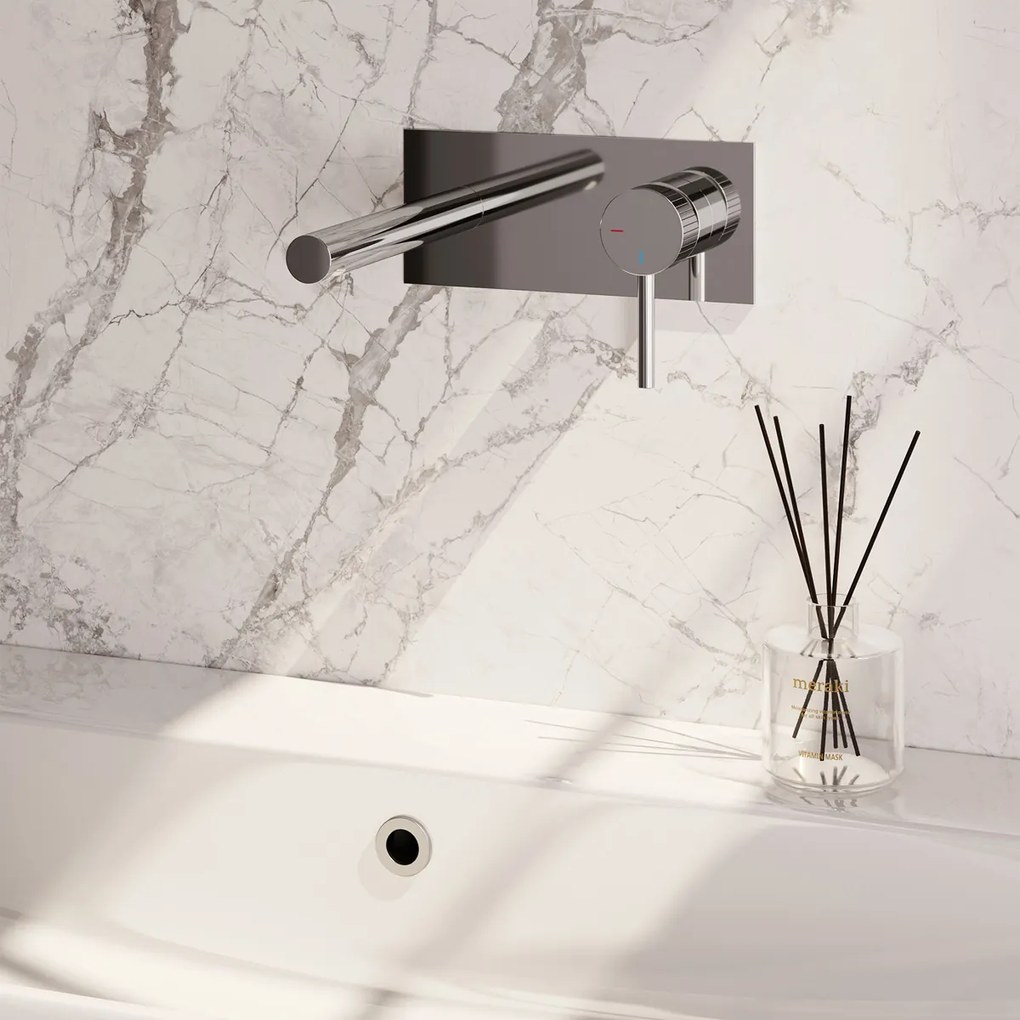 Brauer Stripe inbouw wastafelkraan ColdStart met rechte uitloop en afdekplaat model A1 chroom