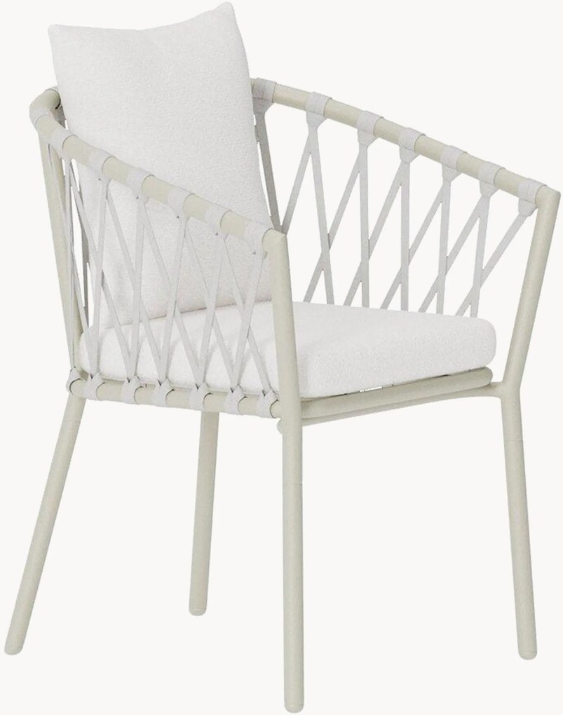 Bouclé tuin eetstoelen Linos met armleuning, 2-delig