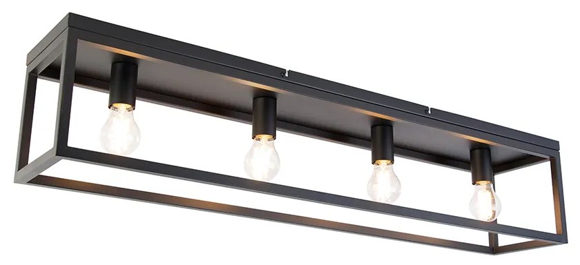 Smart plafondlamp met dimmer zwart 99,5 cm incl. 4 Wifi A60 - Cage Industriele / Industrie / Industrial E27 Binnenverlichting Lamp