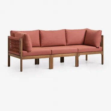 3-delige Modulaire Bank Met Armleuningen Van Acaciahout Branson Terracotta - Acaciabruin - Sklum