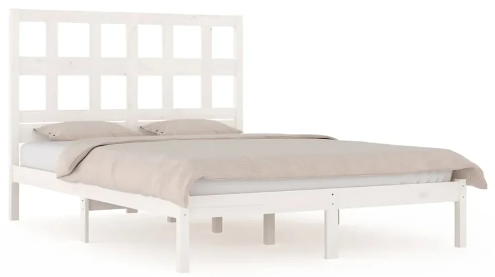 vidaXL Bedframe massief grenenhout wit 140x190 cm