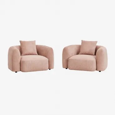 Pack Van 2 Fauteuils In Chenille Coco Stof Chenille Roze – Kwarts - Sklum