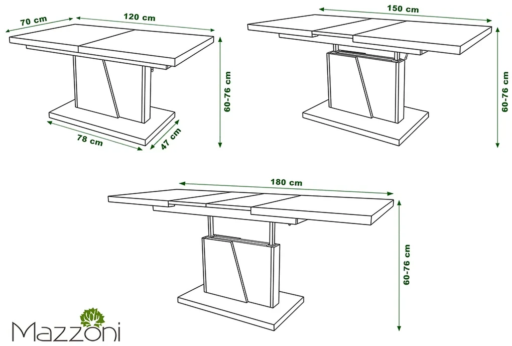 Mazzoni GRAND NOIR wit / zwart, salontafel