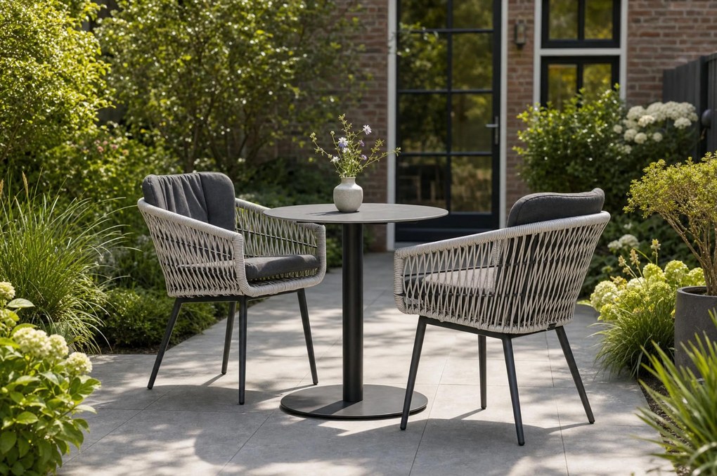 Bistroset 2 personen 70 cm Aluminium/wicker Wit Lifestyle Garden Furniture Western/Como