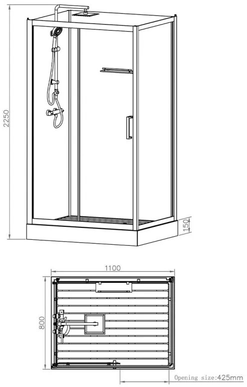 Sanigoods Bowie complete douchecabine rookglas met schuifdeur 120x90cm zwart mat