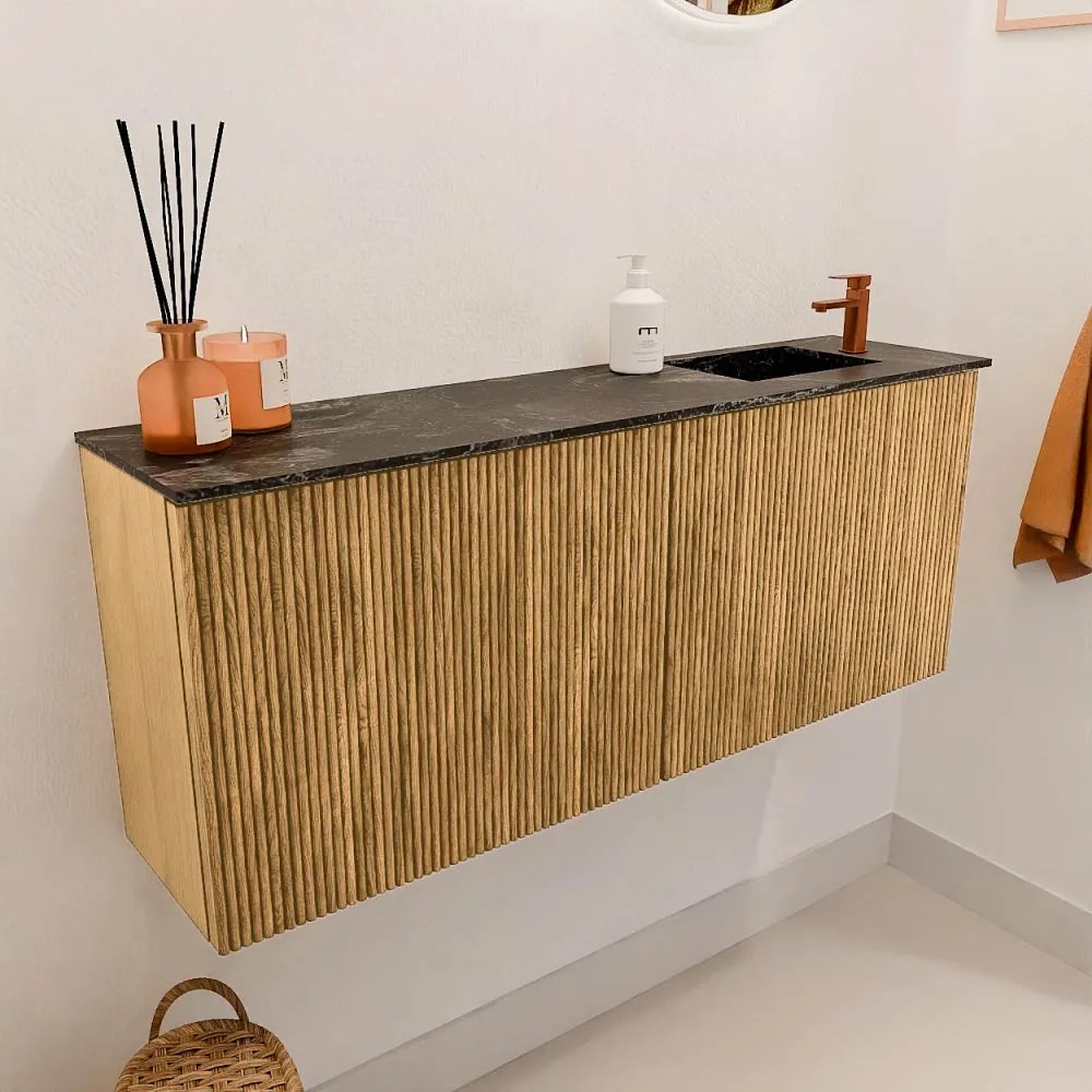 Mondiaz Joya DLux 100cm toiletmeubel oak met wastafel faye rechts 1 kraangat lava