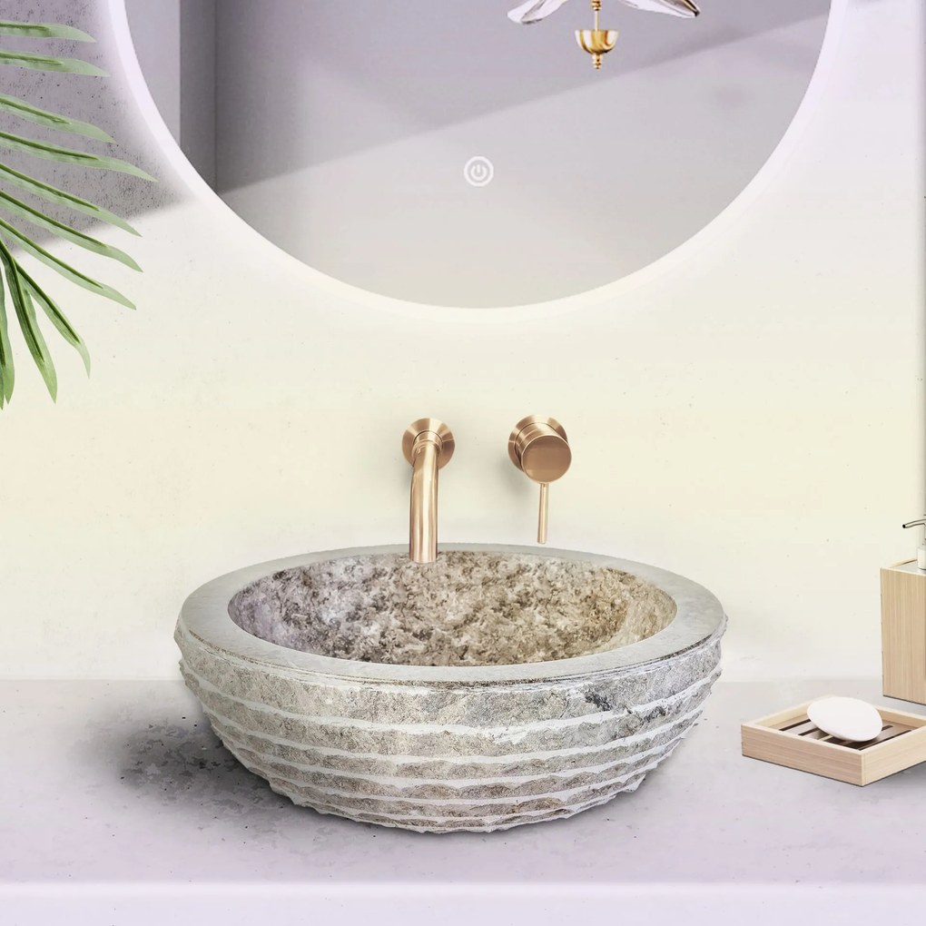 Sanigoods Eliza waskom rond 35x15cm grijs