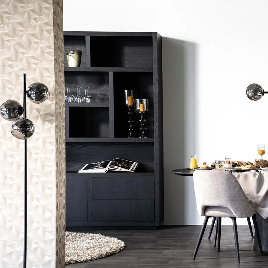 Boekenkast Zwart Eiken 150 Cm - 150x42x220cm.
