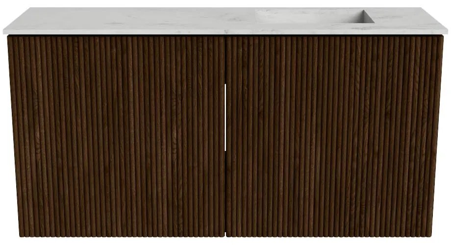 Mondiaz Joya DLux 80cm toiletmeubel walnut met wastafel faye rechts 1 kraangat opalo