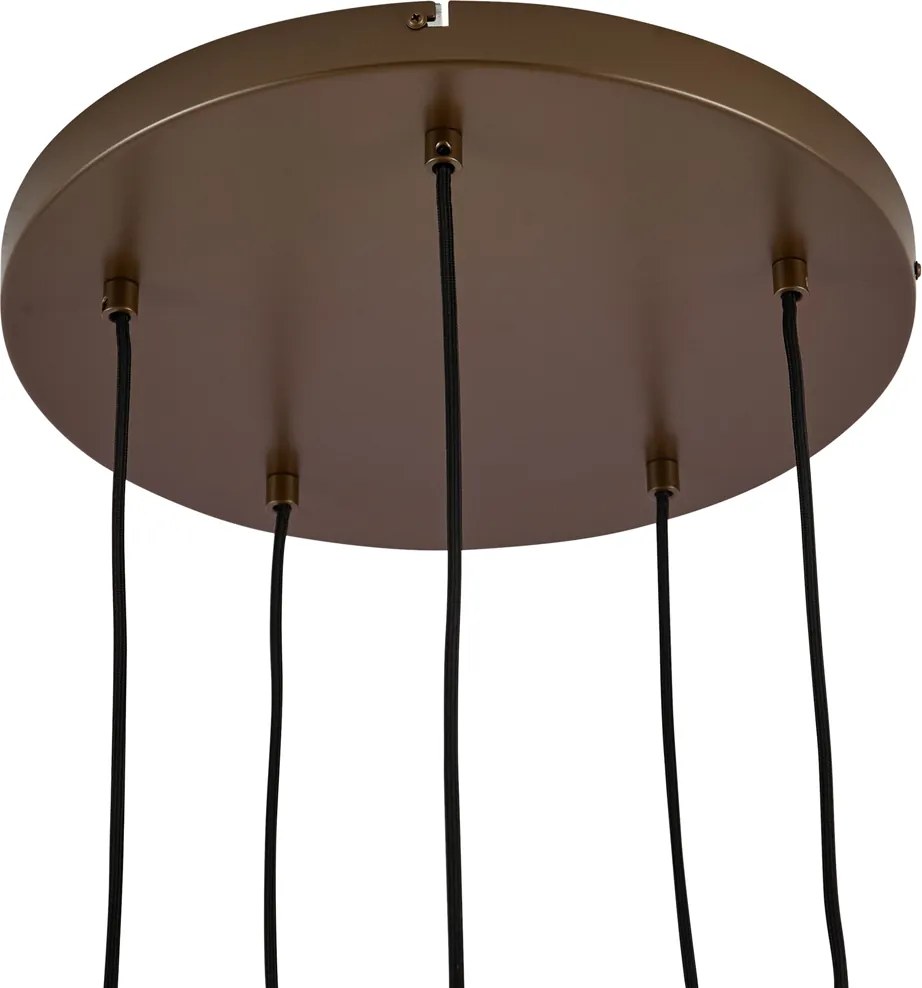 Hotel Chique hanglamp donker brons met amber glas 5-lichts - Stavelot