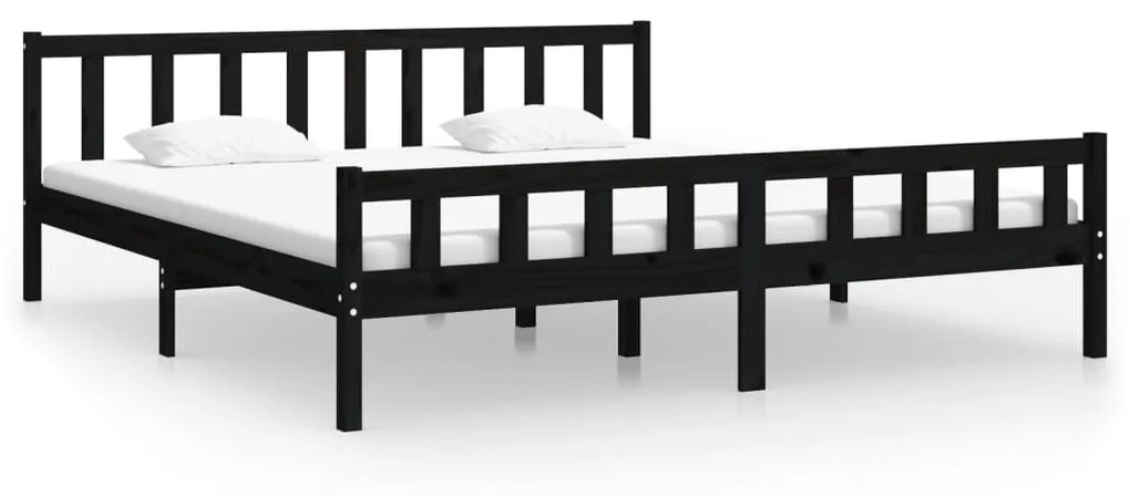 vidaXL Bedframe massief hout zwart 160x200 cm