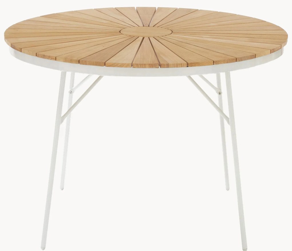 Ronde tuintafel Hard & Ellen met teakhouten tafelblad, in verschillende formaten