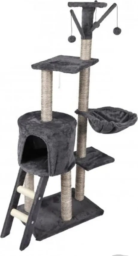 Kats uitgebreide krabpaal voor katten met 5 etages - H135cm - Met meerdere ingebouwde speeltjes