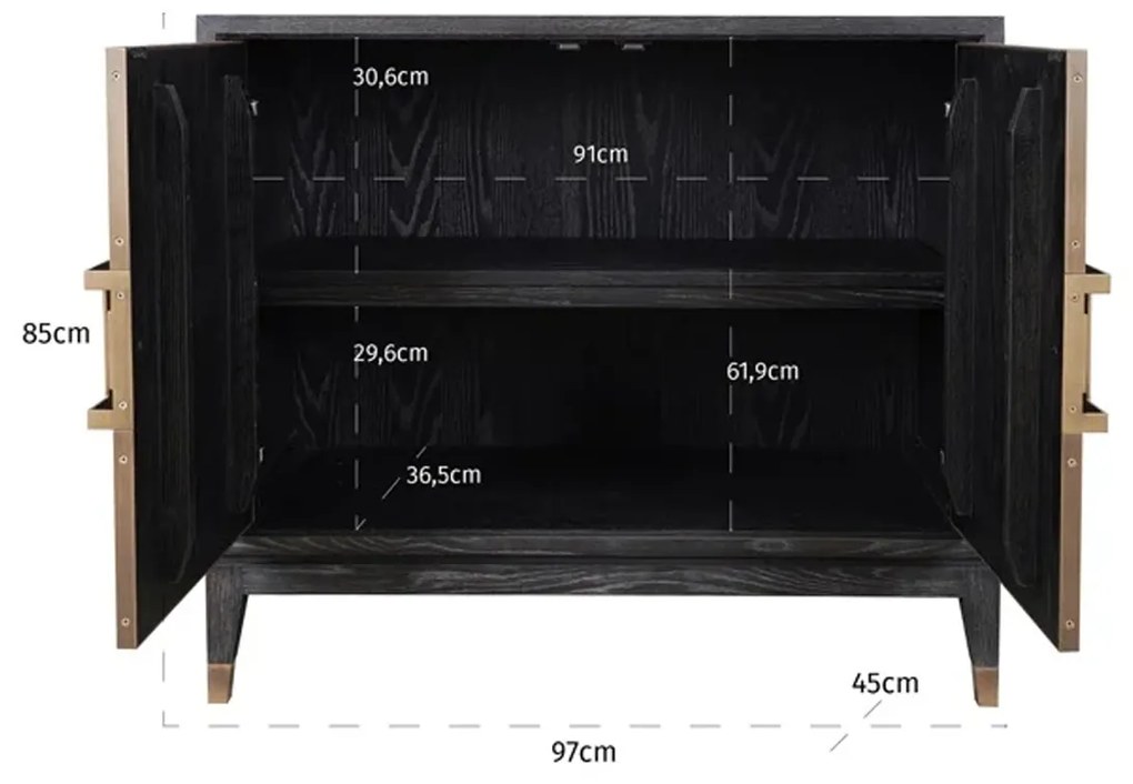 Richmond Interiors Bloomville Hotel Chique Dressoir Van Leer - 97x45x85cm.