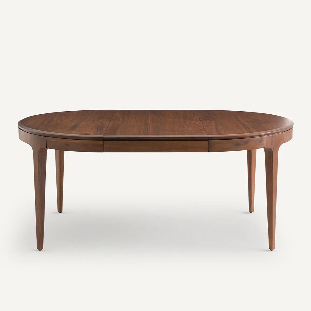 Uitschuifbare ronde tafel, in notenhout, Sanara