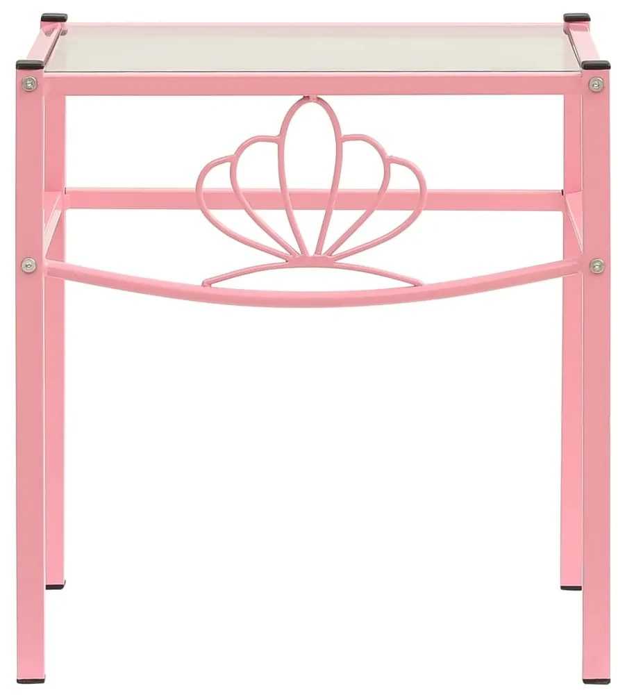 vidaXL Nachtkastje 42,5x33x44,5 cm metaal en glas roze en transparant