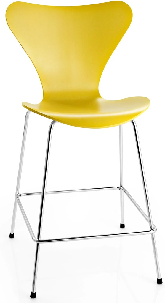 Fritz Hansen Vlinderstoel barkruk 64cm gelakt geel