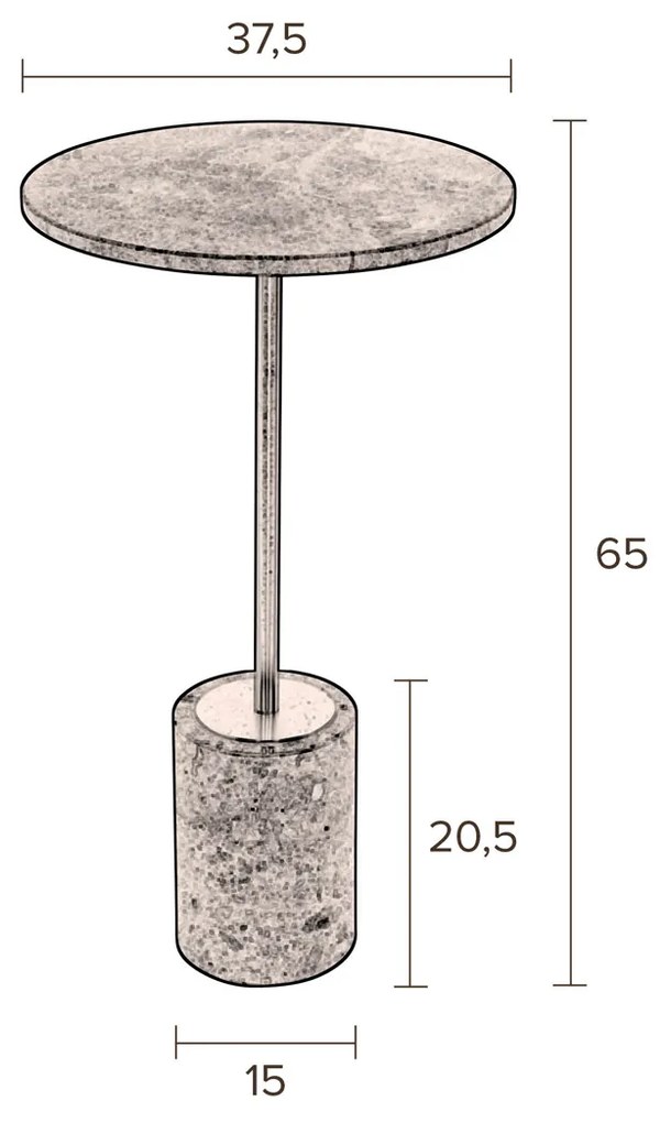 Dutchbone Gunnar Marmeren Bijzettafel Wit - 37.5 X 37.5cm.