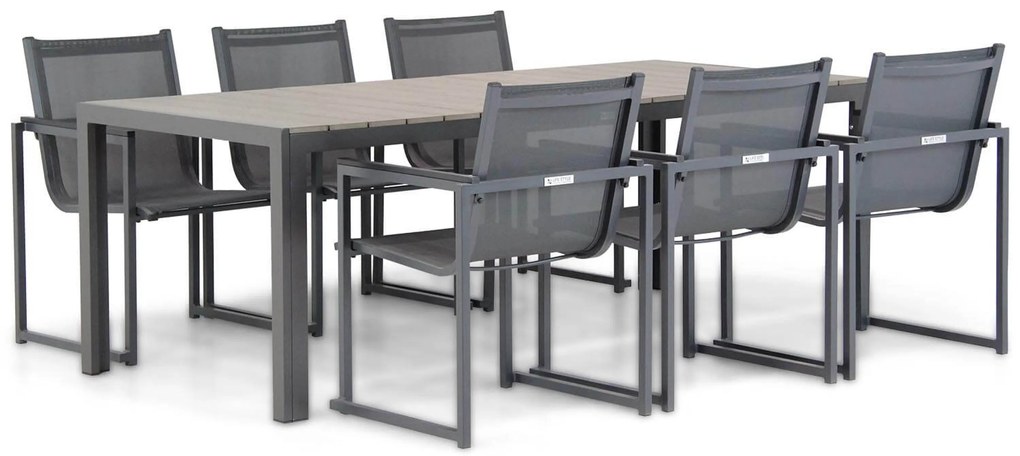 Tuinset 6 personen 217 cm Aluminium/textileen Grijs Lifestyle Garden Furniture Delgada/Young
