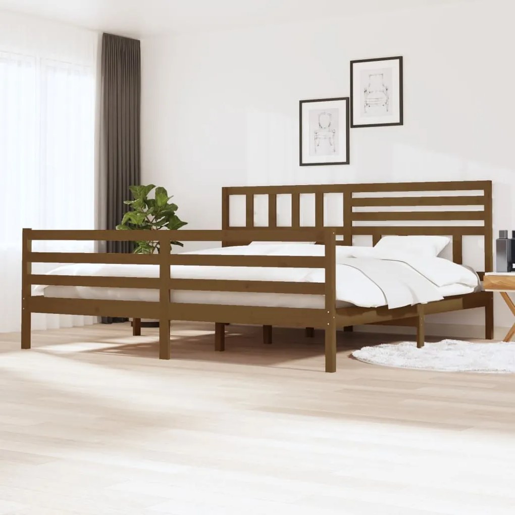 vidaXL Bedframe massief hout honingbruin 180x200 cm 6FT Super King