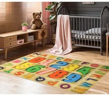 Kleden Multicolour Mani Textile  Kindertapijt ALPHA-Nummer