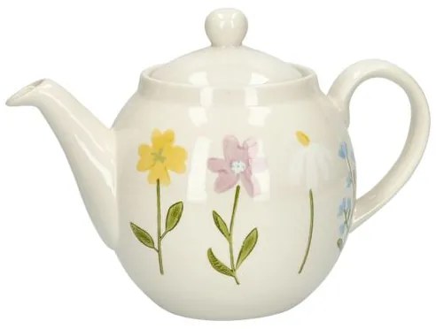 Theepot, steengoed, wilde bloemen, 1,3 liter