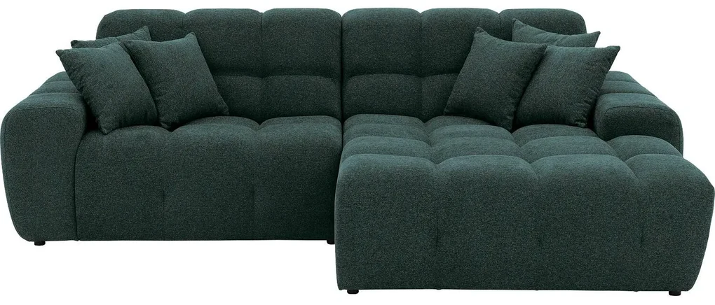 Goossens Excellent Bank Kubus - 30 X 30 Cm Stiksel blauw, stof, 1,5-zits, modern design met chaise longue rechts